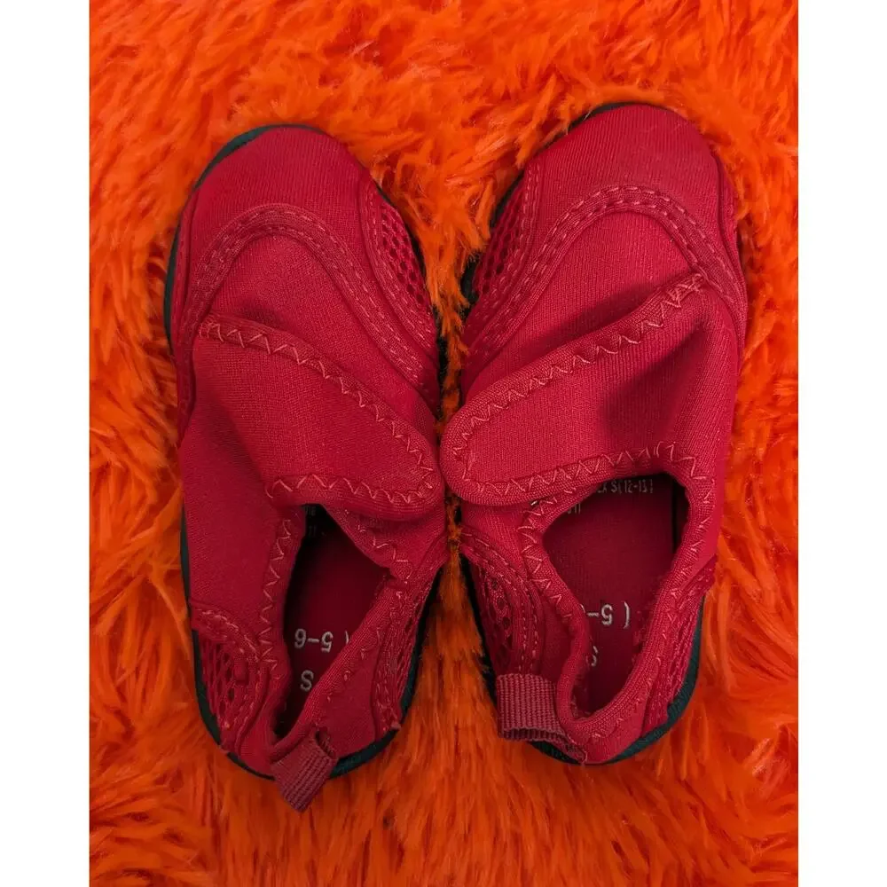 Sintetico Kids Red Velcro Swimming Pool River Water Shoes Socks Small 5/6